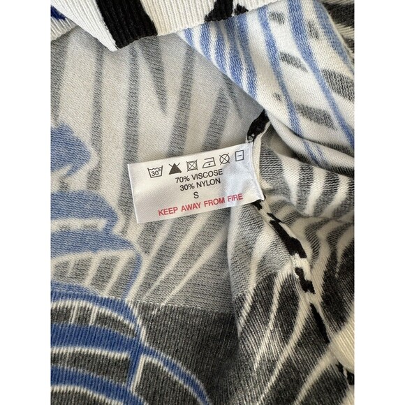 Annabelle Blue Black Sweater Floral Rhinestone 3/4 Sleeves Tropical Small - Picture 12 of 16